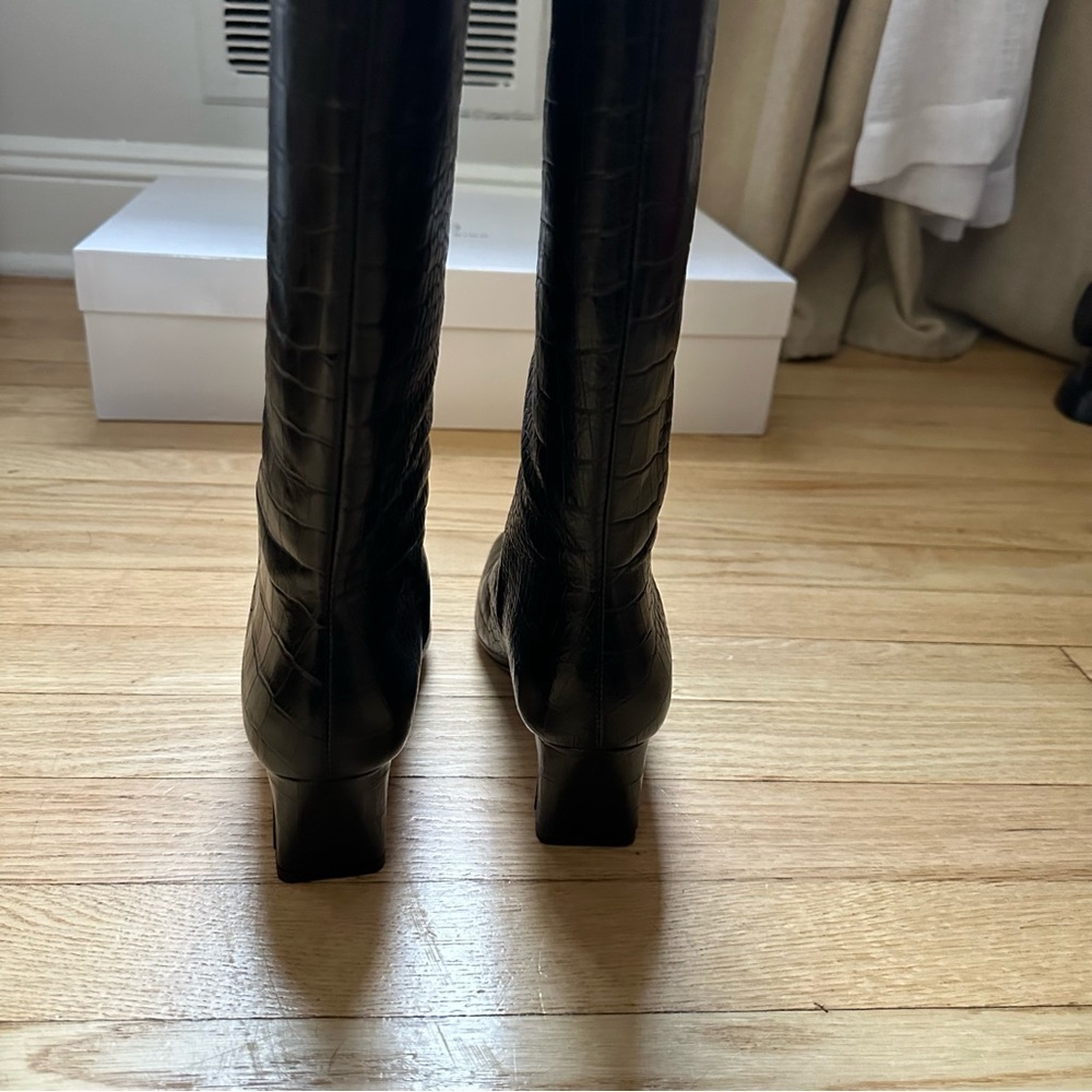 NEW Anine Bing Felicia Boots in Black Croc - Picture 10 of 15